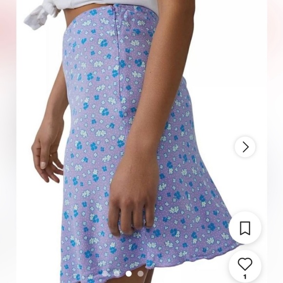 Free People Ditsy Floral Lavender Skirt Size 4 Boho Festival Lettuce Edge Y2K - Picture 2 of 7